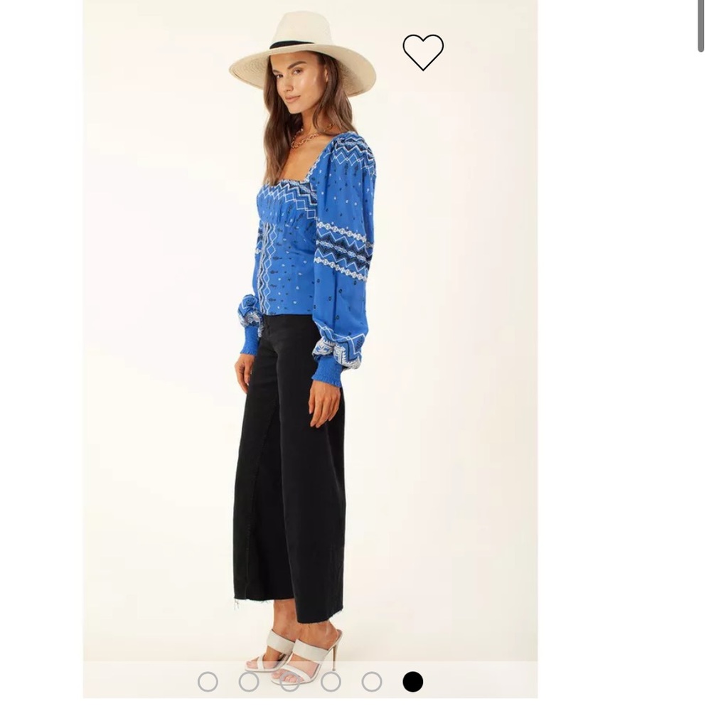 Hale Bob Hassina Embroidery Top in Blue, Size Small - Picture 4 of 16